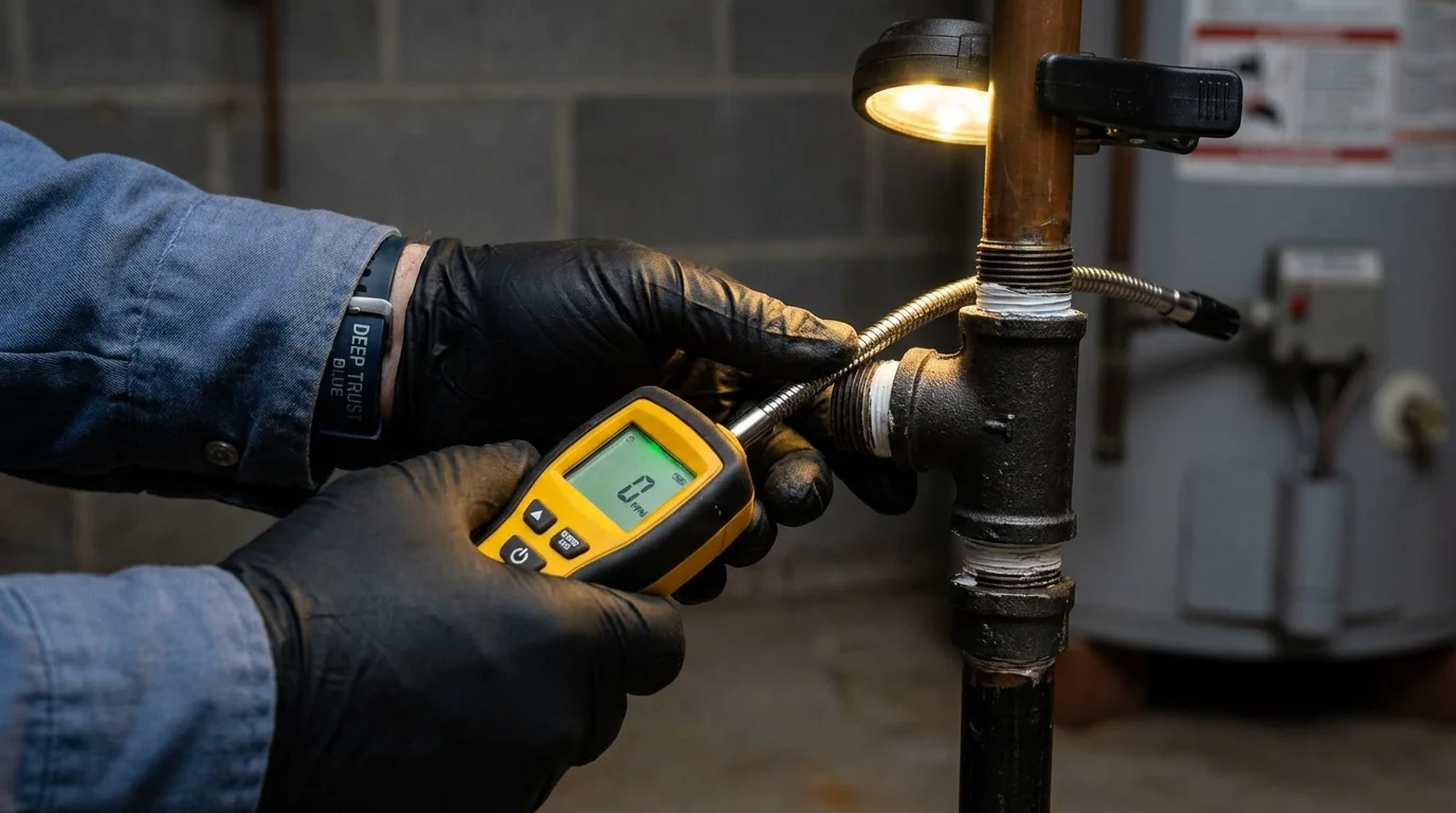 Gas leak detection with electronic sniffer by Johns Plumbing LLC in Crocker